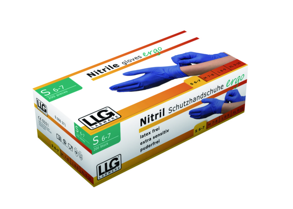 LLG Disposable Gloves ERGO Nitrile Size L Blue Fingers Textured