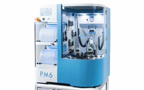 PM6 Precision Lapping and Polishing Machine with driven jig roller, WG power connection, bluetooth connectivity, metered abrasive dispensing unit with abrasive cylinder, sodium hypochlorite resistant (220-240v/50Hz) JMG No. 1346920 MPN 1BL64