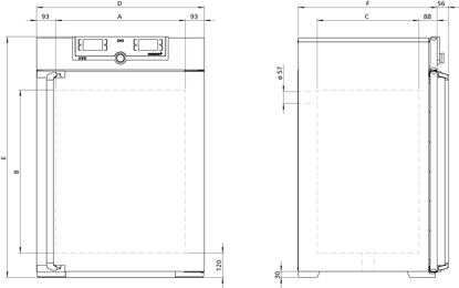 Universal oven UN260plus, natural convection, TwinDISPLAY, 256 l, 20 °C ...