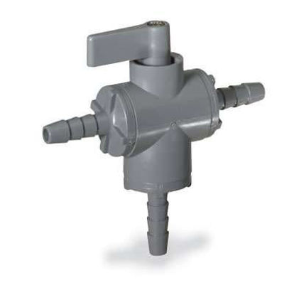 Masterflex, Ball valve, 3-way, 3/8" barb - PVC w/EPDM seals