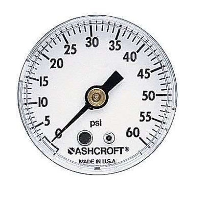 Ashcroft, Utility Gauge, 15-W-1005-P-H-01B-30#, 0 to 30 psi, 1 1/2" Dial, Back Connection