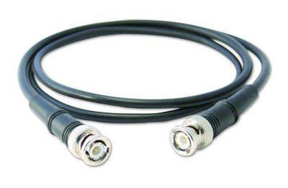 Low-cost, black coaxial cable (RG58/U), 10 ft (3.048 m), BNC plug to BNC plug.
