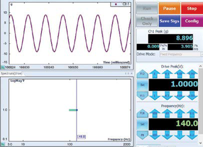 Sine Oscillator. Shaker diagnosis tool including manual Sine Oscillator and random excitation.