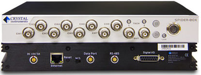 "Spider-80X-P06 Front-end: Six 24 bit inputs (Voltage, IEPE), 102.4 kHz sampling, DSP, 4GB data flash. BNC connectors. Includes Basic FFT Analysis Software (DSA-10-C08) and one output enabled (DSA-30).