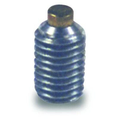Model:081A40 - Mounting stud, 1/4-28 x 0.438" long stainless steel screw with hex socket and  brass tip