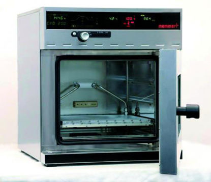 Vacuum oven VO200cool, 29 l, +5 °C to +90 °C, digital electronic pressure control from 5 - 1100 mbar, with one aluminum-thermoshelf with heating and cooling in upmost position (cannot be removed), with inert gas inlet and pump control