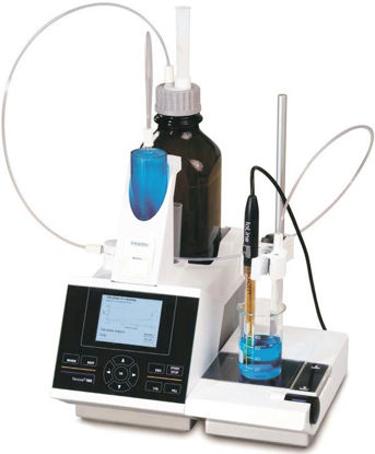 Volumetric KF- Titrator with stirrer, titration vessel, electrodes and drying tube