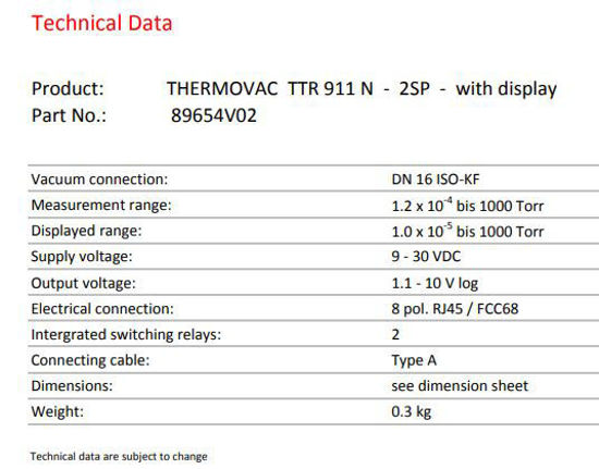 THERMOVAC TTR 911 N - 2SP with display JMG No. 1307879 MPN 89654V02