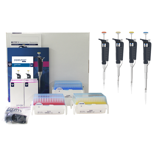 Gilson PIPETMAN G 4-Pipette Kit Pipette, P2G, P20G, P200G, P1000G, Manual Air Displacement, Metal Ejector JMG No. 1289197 MPN F167360