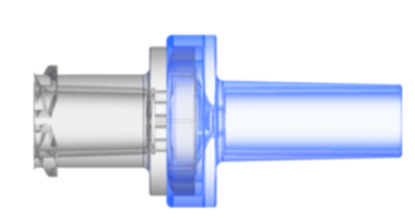 Check Valve Female Locking Luer Linden Luer reduced outer diameter to 4.1mm socket Cracking Pressure 1.450 - 4.351 psig Flow Rate max 200 ml/min Clear and Blue SAN w/Silicone Diaphragm