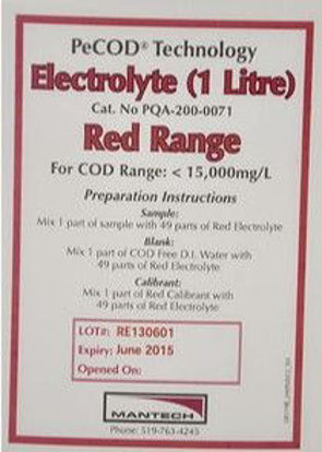 Premium Electrolyte solution suitable for COD range <15,000mg/L (Red Range) 1L