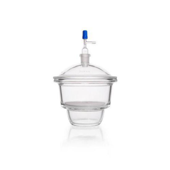 VacuumDesiccator NOVUS DN 150 clear DURAN®, with porcelain plate, with NSjunction tube in lid