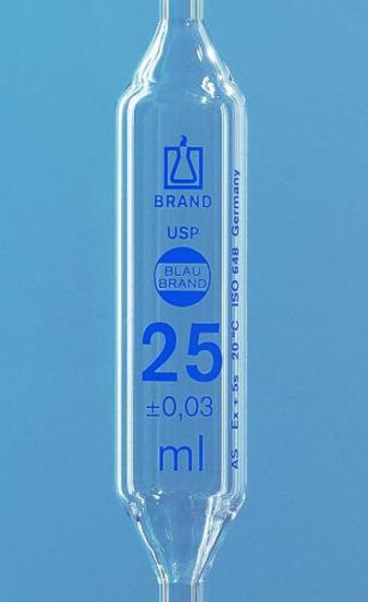 Bulb pipette 4 ml, 1 mark USP, BLAUBRAND®, cl.AS, conform. cert., blue grad. AR-Glas®, incl. USP batch certificate_1492936