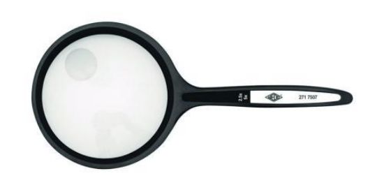 Magnifying glass around 48.5 mm Plastic, magnification 2.5 + 5 fold, black_1589889