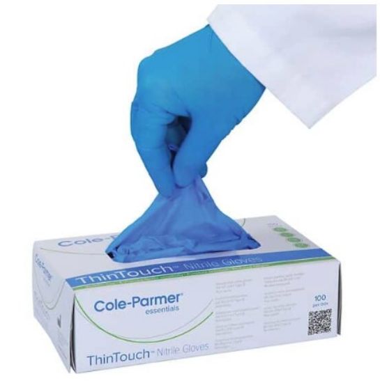 Cole-Parmer Essentials ThinTouch Powder-Free Blue Disposable Nitrile Gloves, Medium; 100/Box_1721800