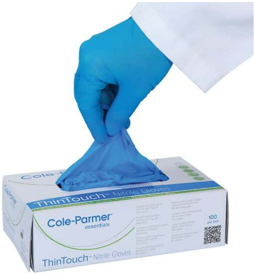 Cole-Parmer Essentials ThinTouch„ Powder-Free Blue Disposable Nitrile Gloves, Large; 100/Box_1722009