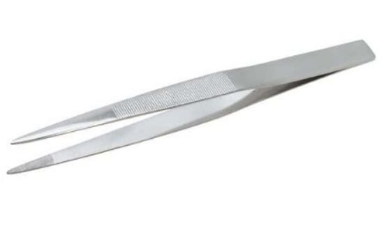 Cole-Parmer Essentials Stainless Steel Tweezers, Blunt Tips, Serrated, 150mm_1893122