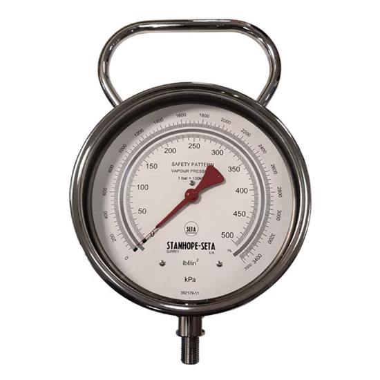 Stanhope Seta, Vapour Pressure Gauge, 22561-0, 0 to 3500 kPa, 150 mm diameter mirror band dials_1262278