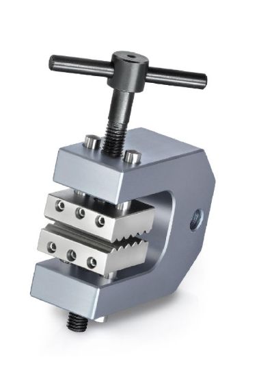 Screw-in tension clamp (2.5 KN), range up to 10 mm, for tensile force tests, 2 items incl. Jaws with pyramid grip, similar to illustration_1377286