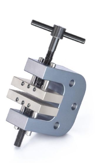 Screw-in tension clamp (2.0 KN), range up to 20 mm, for tensile force tests, 2 items incl. Jaws with pyramid grip, similar to illustration_1377288