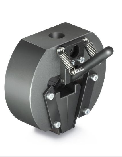 Wedge tension clamp (10 KN) for tensile force tests, 2 items. Suitable for samples made of metal and plastic and other materials, with its wedge shape it automatically clamps the sample under tension, similar to illustration (without jaws)_1377305