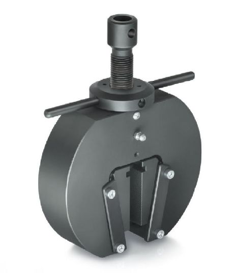 Wedge tension clamp (20 KN) for tensile force tests, 2 items. With its wedge shape it automatically clamps the sample under tension, incl. Jaws with pyramid grip, similar to illustration (can also be ordered individually). range up to 10 mm_1377313