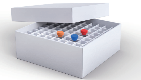 Set of Cryo-Boxes, white carton, incl. 9x9 divider, 130x130x50mm for 2ml container, 36 pcs._1682482