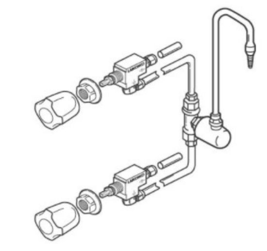 Red/Green (Hot Water & Cold Water) Mixing Gooseneck Fixture Kit John
