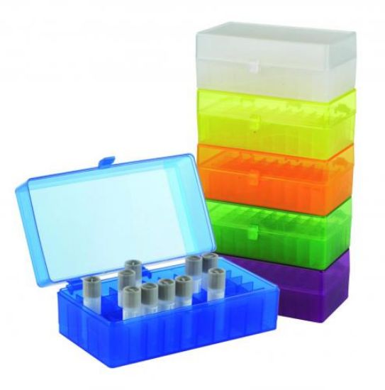 100-Well hinged storage box, PP assorted colors, pack of 5_1499233