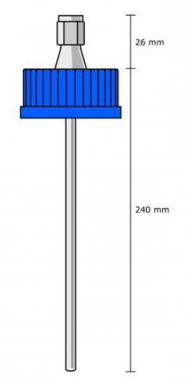 Screw cap GL 45, PP with Silicone rubber seal cone for up to 3 sep. thermocouple wires, 240mm PTFE tube_1514905