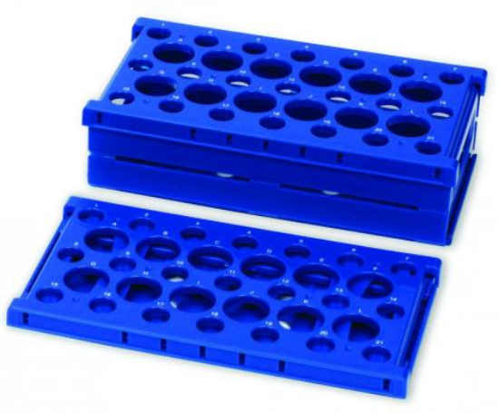 Tube rack Pop-Up Rack, foldable for 21x15ml/12x50ml tubes blue, pack of 2_1558389