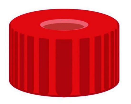 Screw-cap N 9, PP, red hole red rubber/FEP colourless, hardness 40° shore A, septa thickn.: 1,0mm, pack of 100_1584129