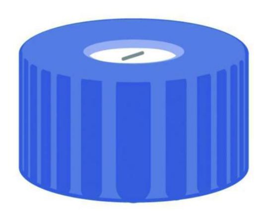 Screw caps N 9, lightblue sealing discs: silicone rubber white/PTFE blue, slitted, pack of 100_1584146