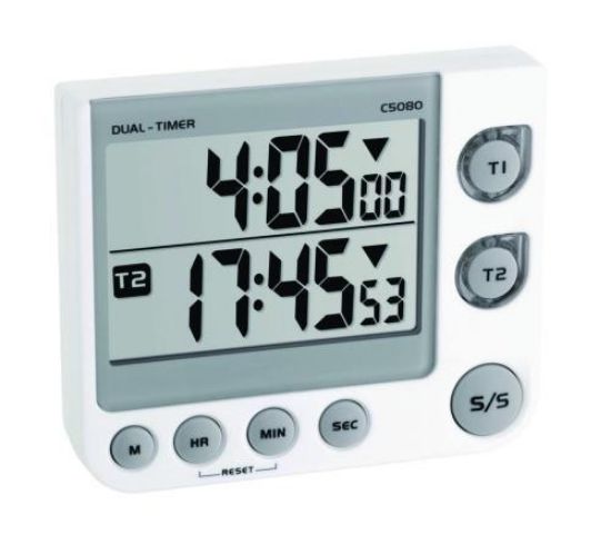 Electronical dual Timer and stop watch memory function, LED warning light, with magnet, stand and attachment eye_1583314