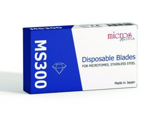Microtome blades MS300 low profile, L 80mm, W 8mm, for extra hard tissue, plasma coated, pack of 50_1584964