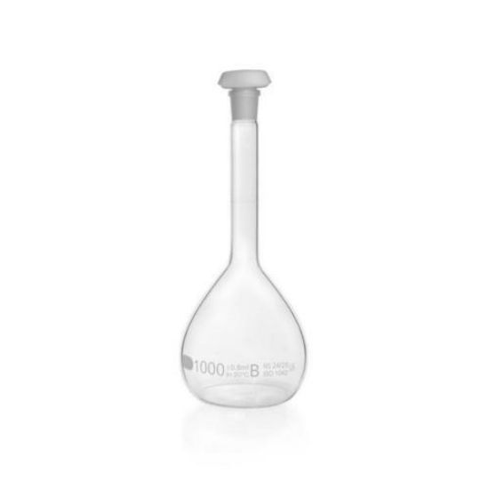 DURAN® Volumetric flask 1000 ml, class B white graduation, with one graduation mark, polyethylene stopper, NS 24/29_1589780