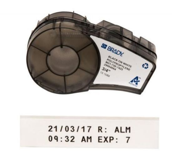 Labels M21-750-7425 19,05x6,4m, black on white, polypropylene, roll of 6.4 m_1590160