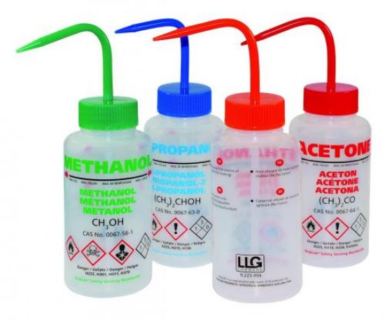 LLG-Safety vented wash bottle 500 ml Ethanol, with pressure control valve, LDPE, AE/FR/UK_1590350
