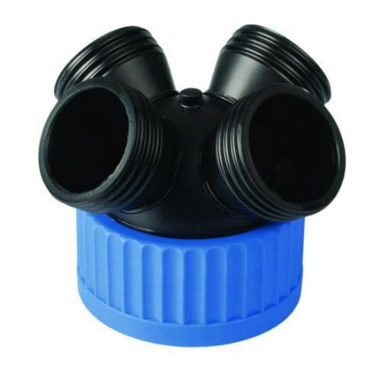 "Der Werner" Collector 4-ways for HPLC rinsing bottle GLS80, PE-HD electrostatic conductive, 4 x GL45 (m)_1599710