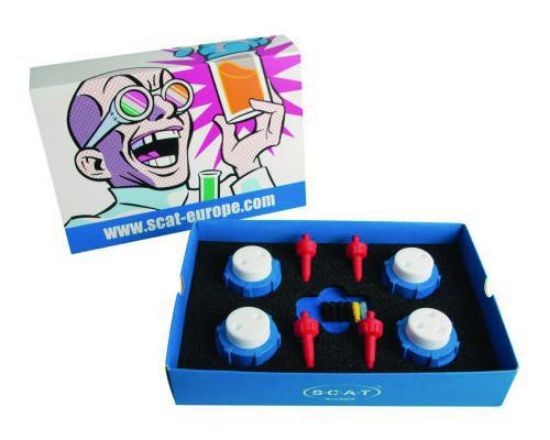 HPLC Starter Kit 1, V2.0: 3x SafetyCap I 1x SafetyCap II, 1x blind plug, 5x fitting 3,2 mm OD, 4x air valve_1607755