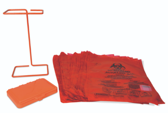 Bench-Top Biohazard Bag Holder Kit incl. cover+100x bags 9404070, can also be used with bags 7658986_1610826