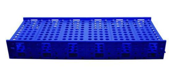 Mega Rack® double tube rack, blue for 13-16mm tubes, polypropylene 673 x 267 x 90 mm, autoclavable_1612588
