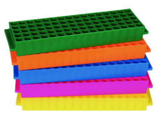 LLG-80-well Microtube racks, yellow, PP, for 1.5/2.0 ml tubes, pack of 5_1614713