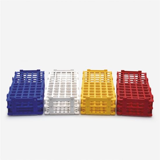 Test Tube Rack - Detachable, PP For 55 Tubes, Blue, Diameter: 18mm_1613601