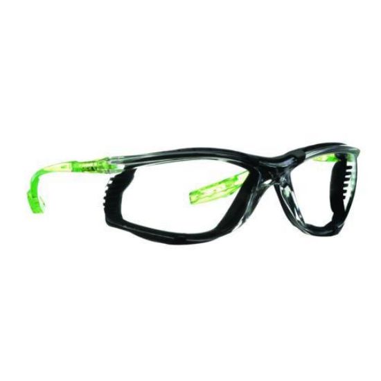 Safety glasses SCCS01SGAF-GRN-F CCS lime green temples, clear lens, integrated Attachment for 3M ear plugs with cord_1617549