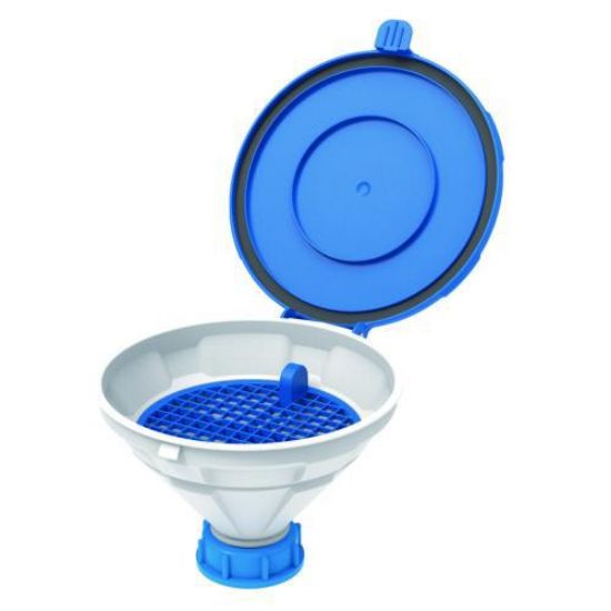 Funnel with lid "MARCO", V2.0, S50, PE-HD, with removable sieve, Ø 140 mm_1617741
