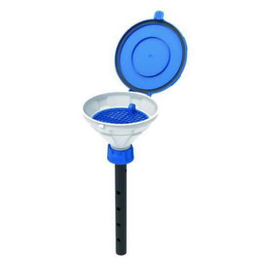 Funnel with lid "MARCO", V2.0, GL45, PE-HD, with lance (220 mm) and removable sieve_1617199