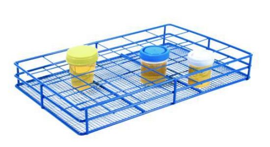 Urine contrainer rack, blue up to Ø 58 mm, 6x4 places, 393x262x50mm_1617113