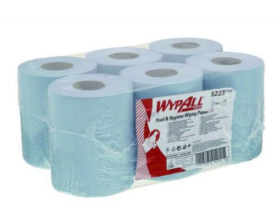WYPALL® Reach L10 paper wipes 18.3x38cm for food & hygiene, blue 6 rolls of 430 cloths each_1729450
