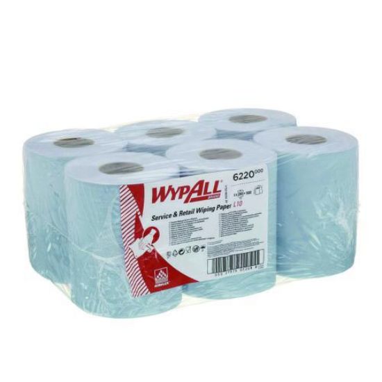WYPALL® Reach L10 paper wipes 18.3x38cm for cleaning in the service and retail trade, blue 6 rolls of 180 cloths each_1729452